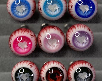 Heart Cross Eyeball Piercing | Gothic Love Eye Stud | Hand Painted F136 Titanium Ear Tongue Lip Barbell | Romantic Horror Gift