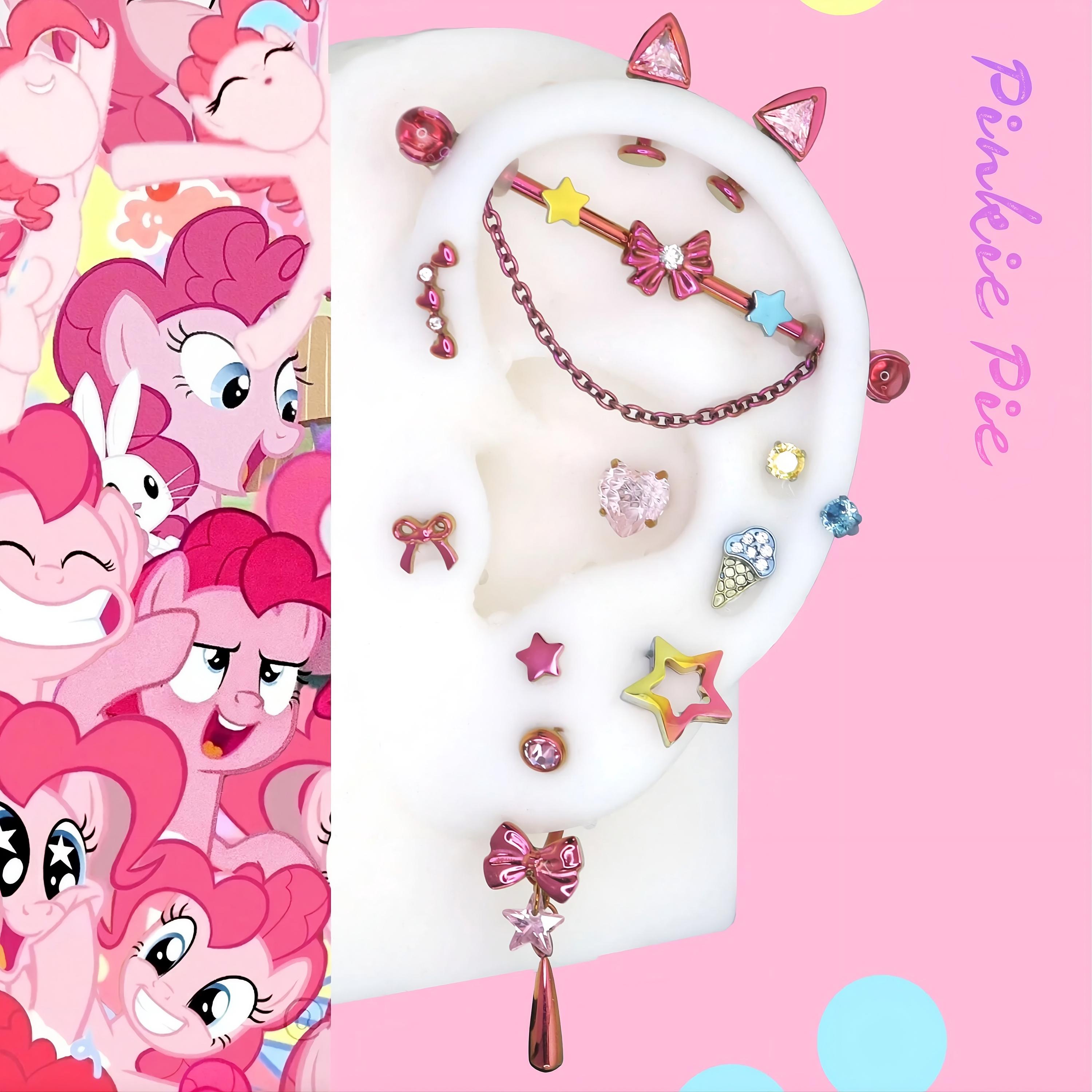 Titanium Ear Stack Titanium Pinkie Pie Curated Ear Stack | 11 Pcs MLP Piercing Set | Hot ...