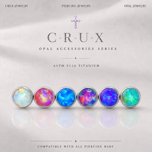 CRUX Solar Pulse Fire Opal Top｜ASTM F136 Titanium｜Threadless Push-Pin Labret & Earring End｜Bezel-Set Piercing Jewelry