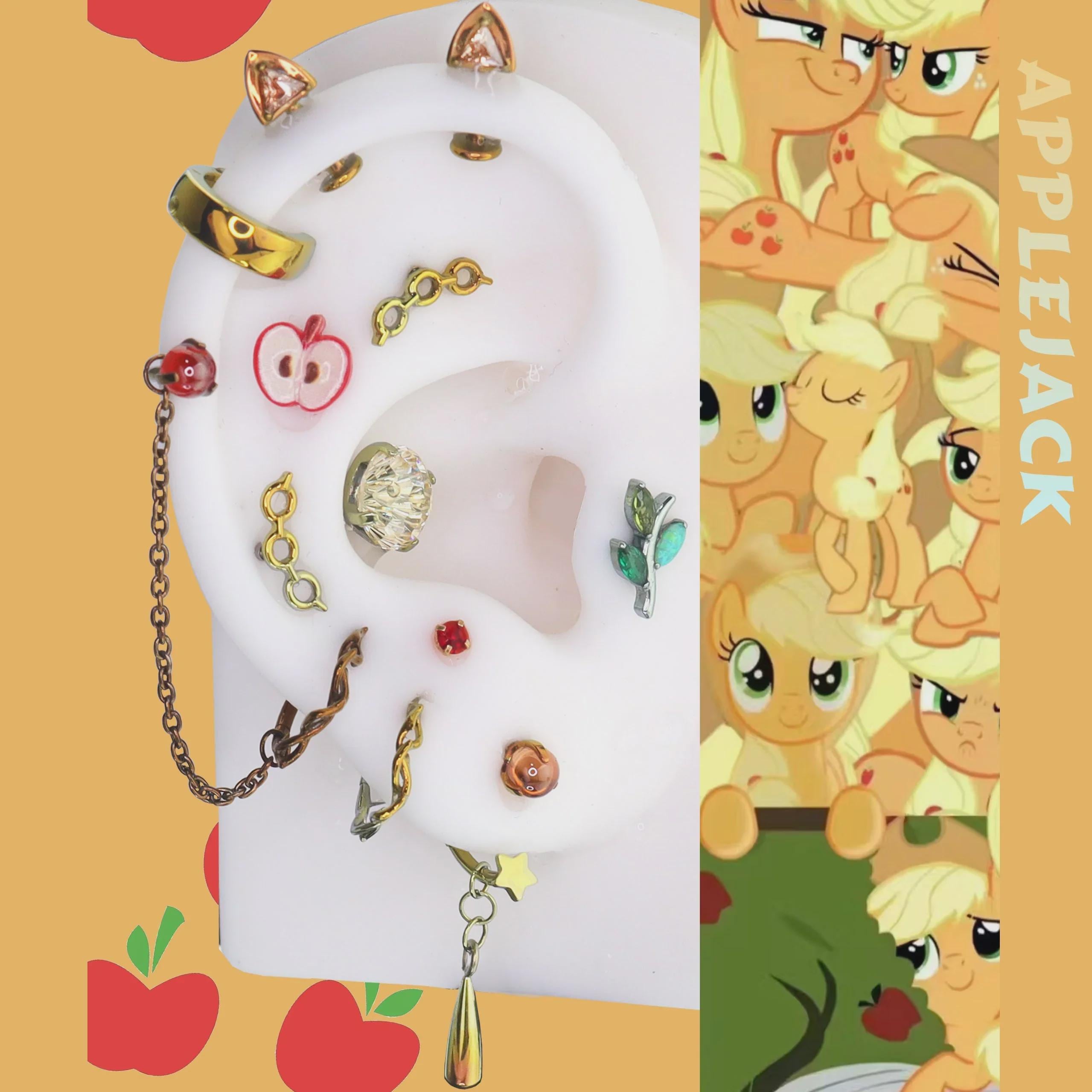 Titanium Ear Stack Titanium Applejack Curated Ear Stack | MLP Piercing Set | Cartilage ...