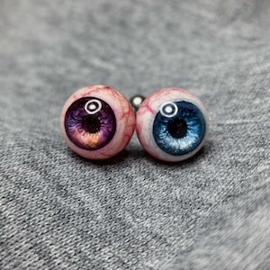 Handbemaltes Augapfel-Piercing | Buntes, gruseliges Augen-Titan-Piercing | Gothic-Horror-Ohr-, Zungen- und Lippenpiercing | Einzigartiges Körperschmuck-Geschenk