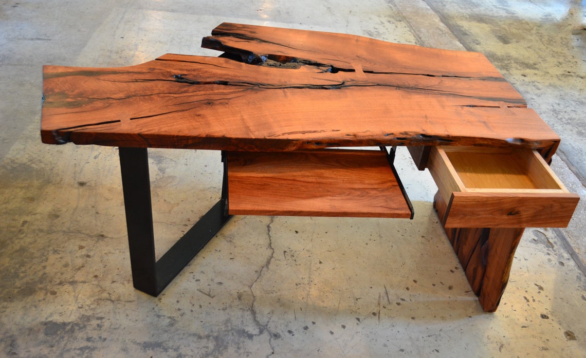 Live Edge Desk, Mesquite Wood Desk, Wood Slab Desk, Custom Wood Desk ...