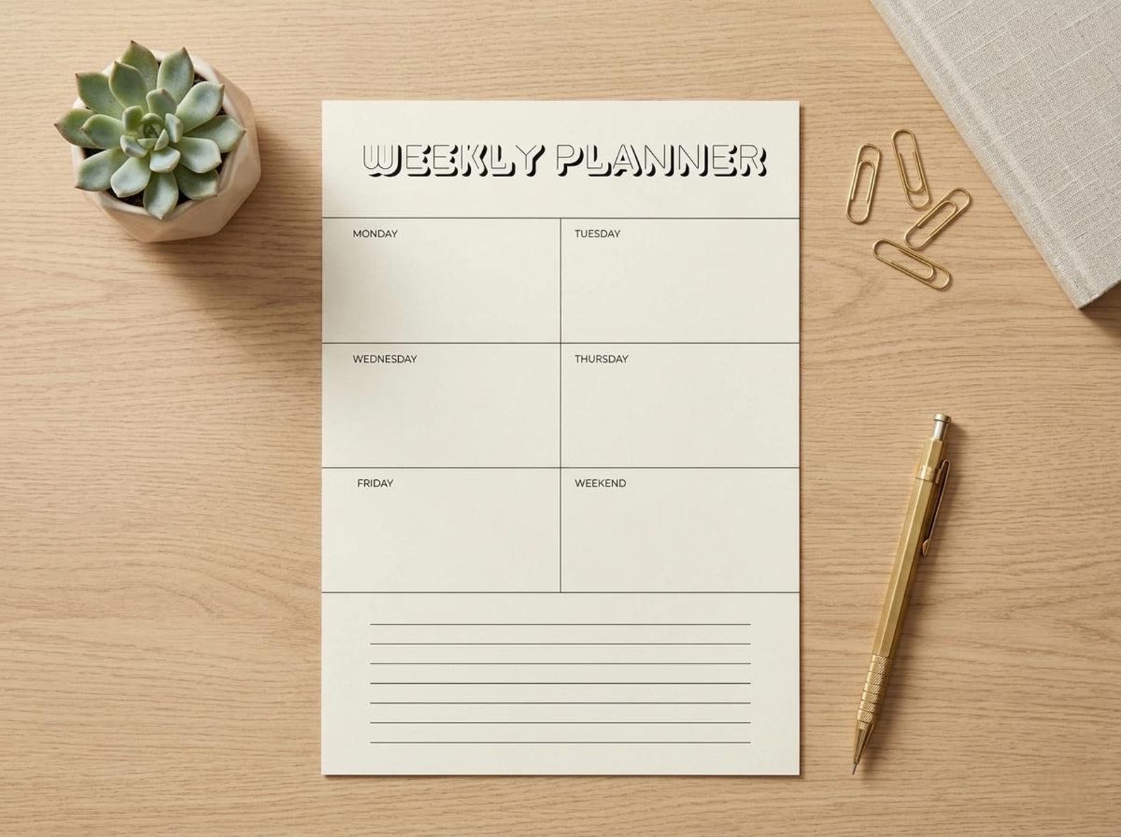 Minimalist Weekly Planner Printable, Undated Organizer (A4, Letter Size ...