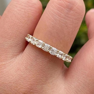 Cushion Cut Moissanite diamond Wedding Band 14k gold full eternity Matching Band U Prong Set Bridal Stacking Band  Engagement Ring gift