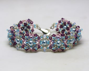 ヘーゼルブレスレットのビーズ細工チュートリアル：パール＆クリスタルパターン（PDF）