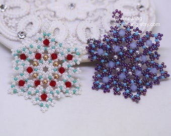 Beading Tutorial, Nivis, Snowflake, Pendant, Earrings for Christmas, PDF