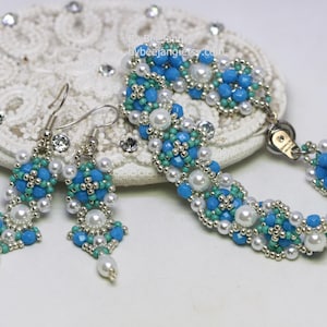 Bracelet and Earrings Tutorial Set - Daphne - Beading Pattern - Digital Download - PDF