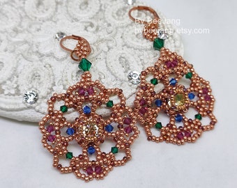 Earrings or Pendant Tutorials, Elize, Beading Tutorials, Beadweaving Patterns, PDF Instruction, Earrings Patterns, Digital Download