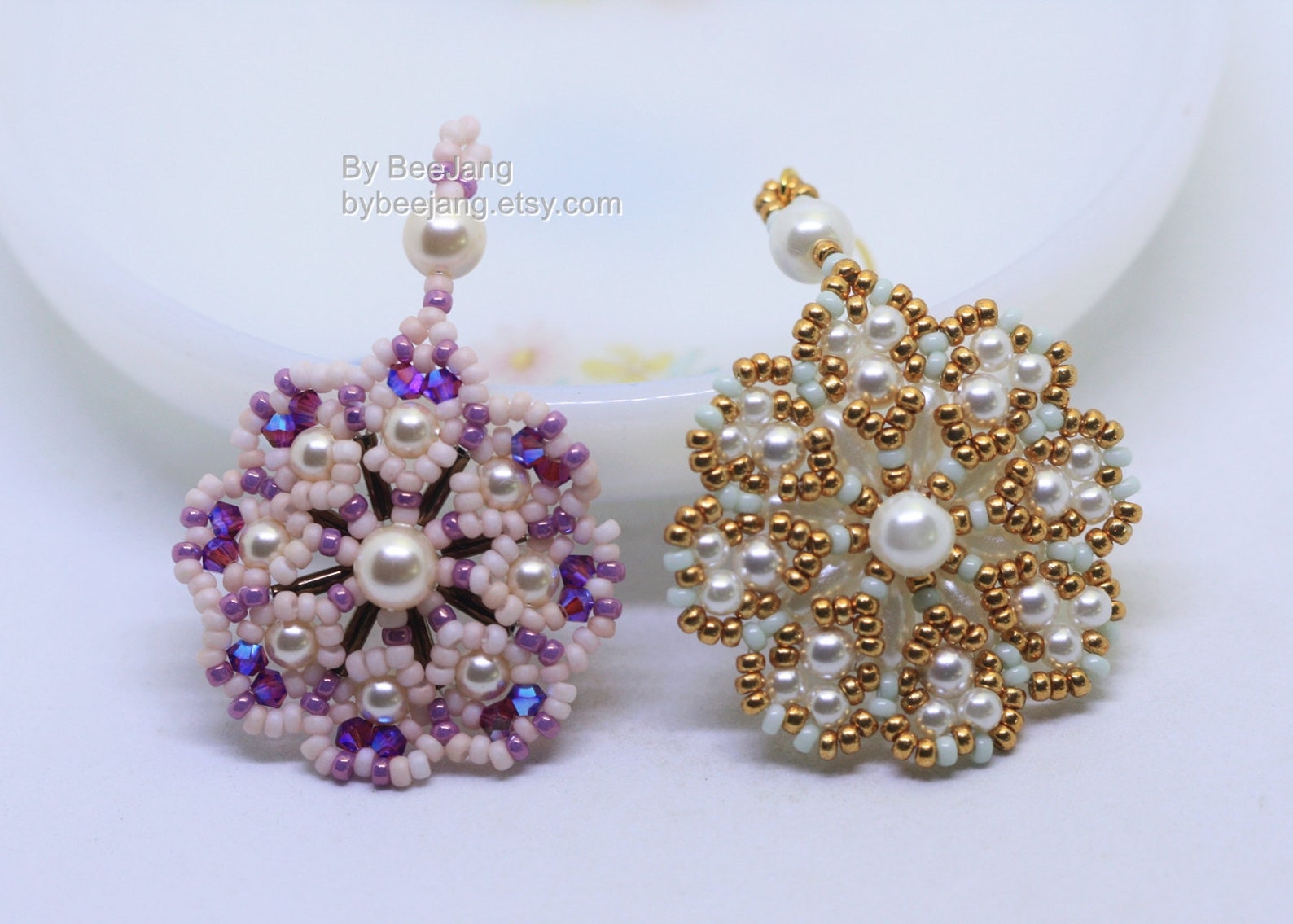 Beading Pattern Marianne Earrings Tutorial Pendant - Etsy