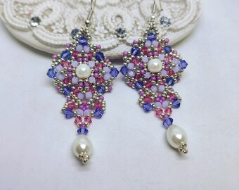 Viviana Earrings Tutorial: Beaded Pattern, PDF Instruction (Digital Download)