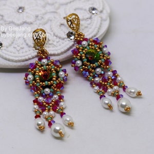 Beading Tutorial, Anchalee Earrings, Beadweaving Pattern, Digital Download, PDF