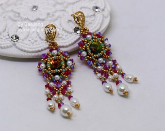 Beading Tutorial, Anchalee Earrings, Beadweaving Pattern, Digital Download, PDF