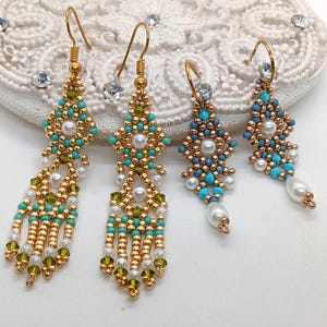 Earrings Pattern, Dhara and Grande Dhara, Beading Tutorials, PDF