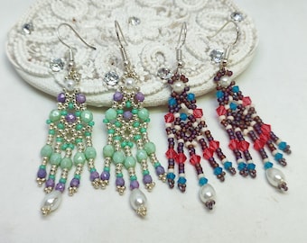 Aredhel Earrings Tutorial: Beaded Fringe Earrings Pattern (PDF Download)