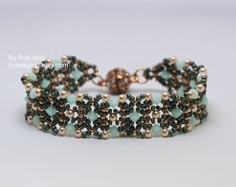 Kralenpatroon Sania-armband: haaks geweven en net (pdf)