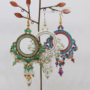 Wzór na kolczyki, Ayla, samouczki koralikowe, ścieg cegiełkowy, PDF