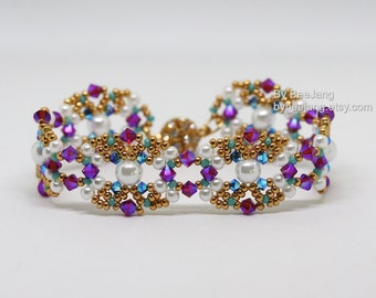 Patrón de pulsera Narcisa, tutoriales de abalorios, PDF