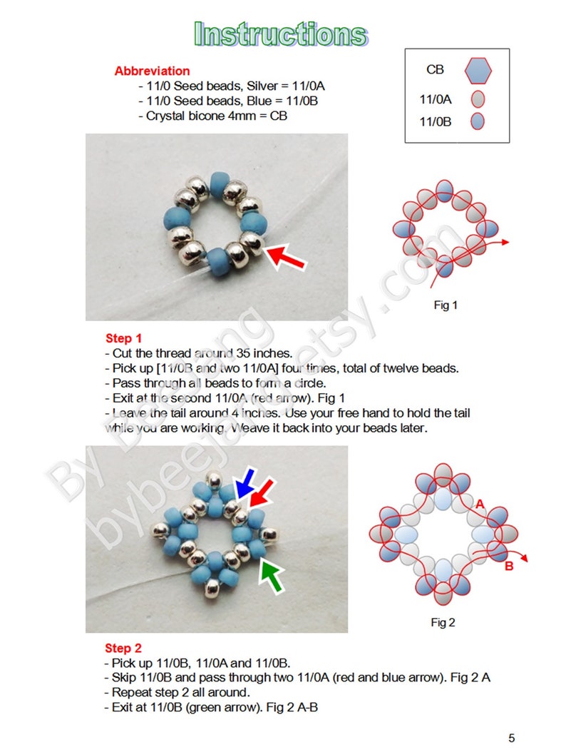 Yuki snowflake pendant tutorial sample page.