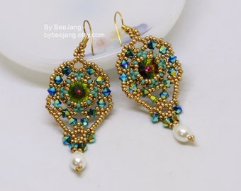 Earrings Tutorial - Ashelia - Beading Pattern - Beadweaving Tutorial - PDF