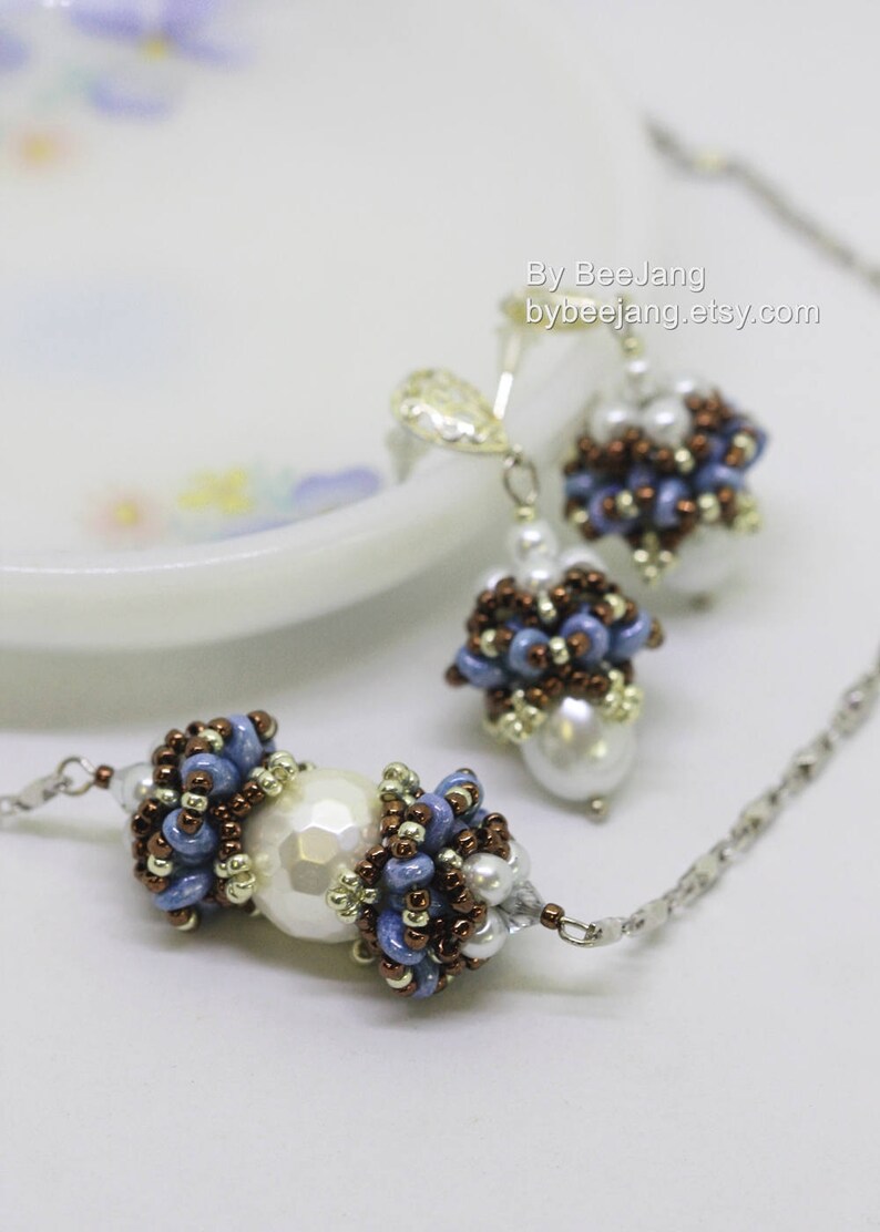 Beading Tutorials Alina Beaded Cap Earrings Tutorials PDF Etsy