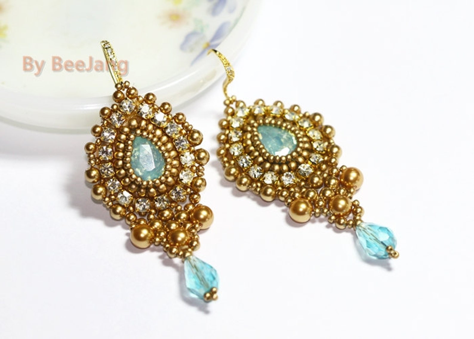 Beading Tutorial Indis Earrings Pattern Bead Embroidery | Etsy