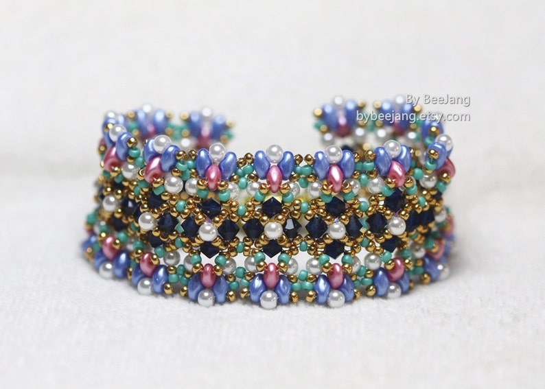 Beading Pattern, Gentiana, Bracelet Tutorials, PDF image 1