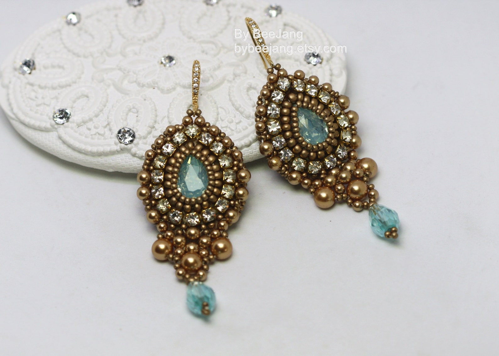 Beading Tutorial Indis Earrings Pattern Bead Embroidery | Etsy