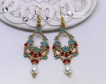 Earrings Tutorials - Lalita - Beading Tutorial - Earrings Pattern - PDF