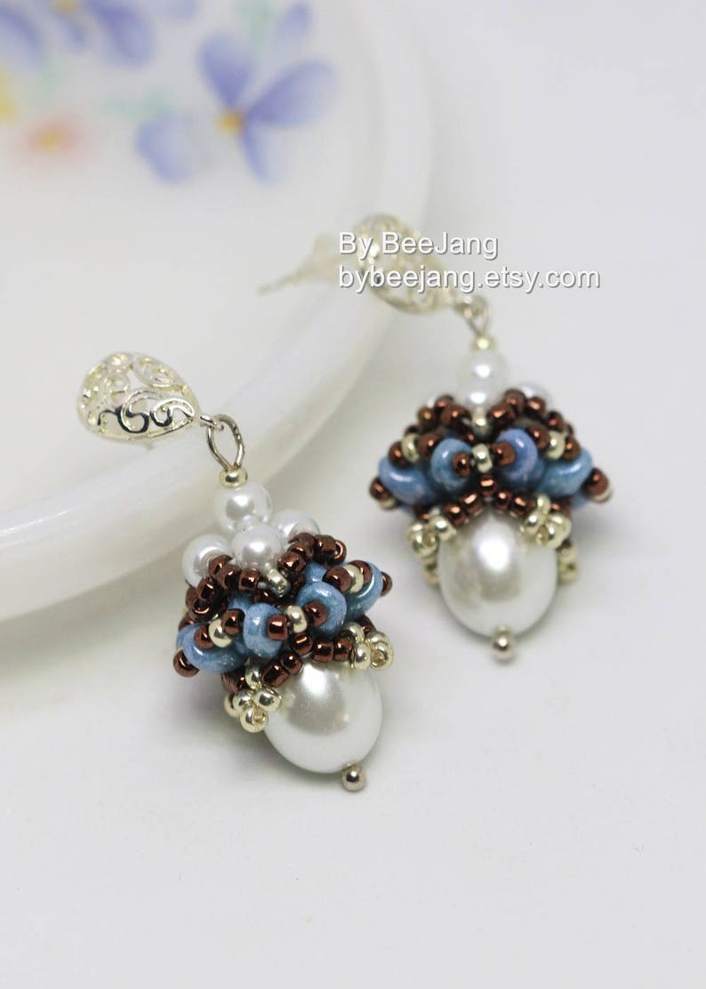 Beading Tutorials, Alina, Beaded Cap, Earrings Tutorials, PDF Etsy