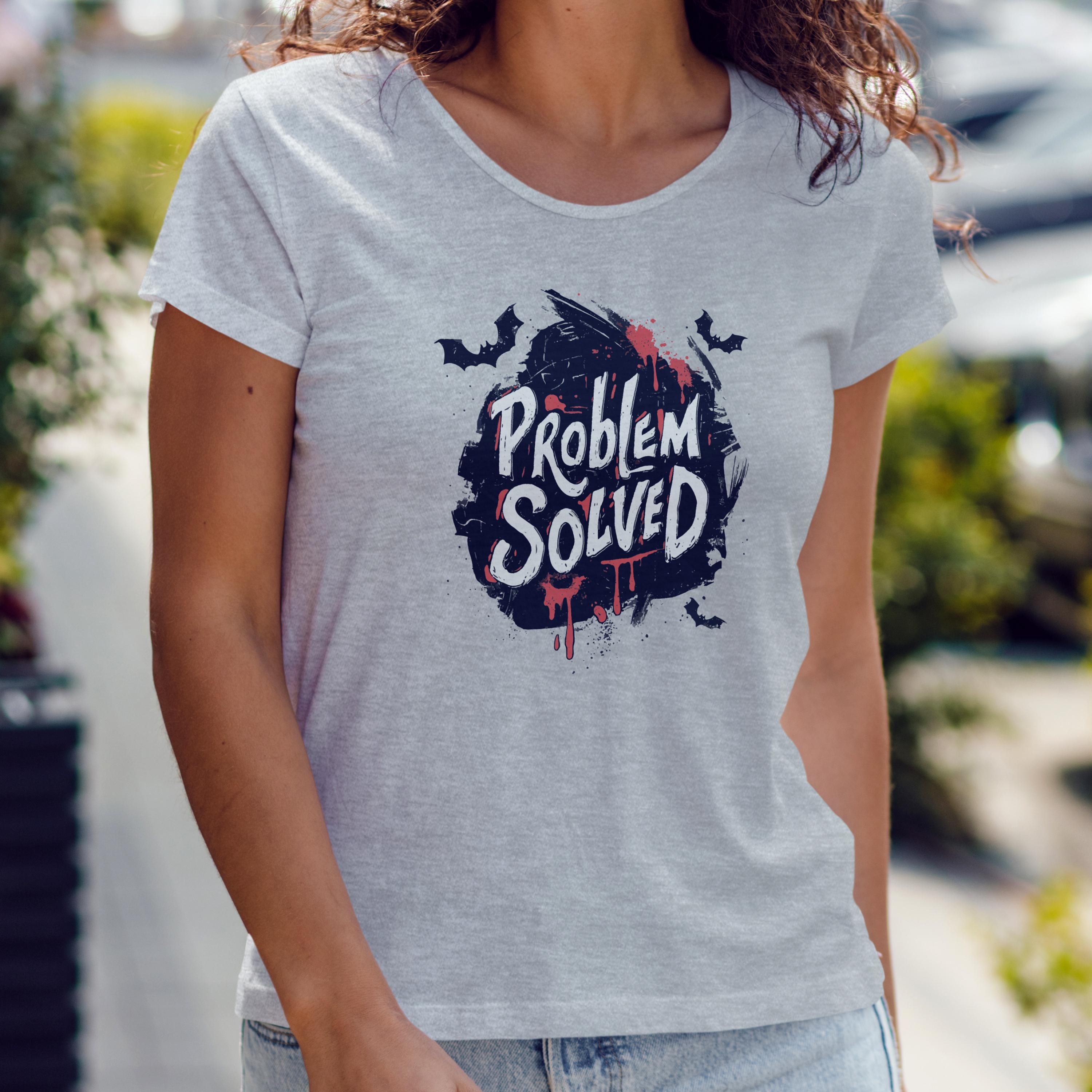 Maglietta Bloody Problem Solved | Maglietta con stampa di Halloween Bloody Shirt | Blood Splatter Pattern Top Camicia con stampa Halloween Maglietta Bloody Shirt Fun Halloween Top Horror, Come