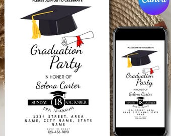 Graduation Party Invitation, Class of 2026 Announcement, Digital Download, Grad Party Invite DIY, Text, Canva Editable