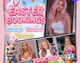 Editable Easter Bookings Flyer Spring Promotions with Service Deals Instant Download Customizable Hair Stylist Template