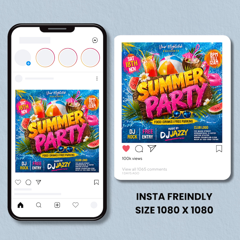 Summer Party Flyer, Beach Party flyer,  Design, Pool Party Invite, Summer Break Party Flyer, Summer Event Flyer, DIY, Text Canva Editable