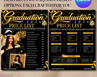 Graduation Marketing Kit 2026 ,Canva Flyer , Pricing Sheet  Promo Bundle canva editable