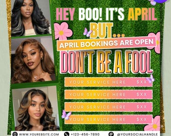 Easter Booking Flyer Canva Template Spring Salon Flyer April Beauty Booking Flyer Price List  canva editable