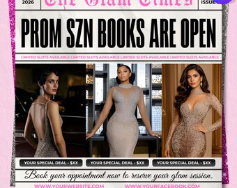 Prom Bookings Flyer, Prom Season Specials, Prom Booking Template,  Prom Flyer Canva for Hair Nail Lash Braids DIY, Text Canva Editable