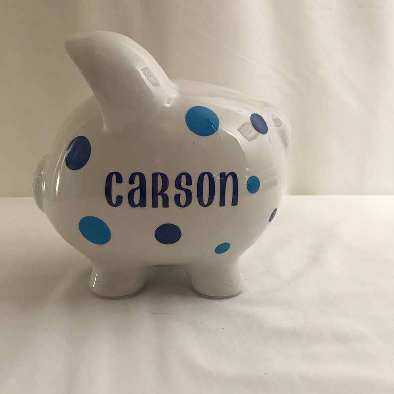 Large Personalized Ceramic Piggy Bank Boy Piggy Bank Nursery Etsy