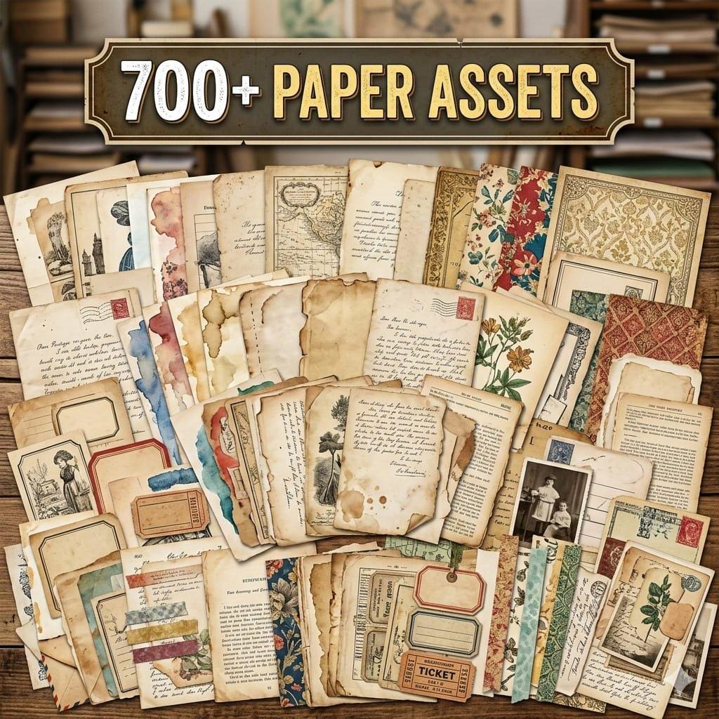 Paper Assets 700+ Digital Paper Assets Mega Bundle Scrapbook Paper Pack, Vintage ...