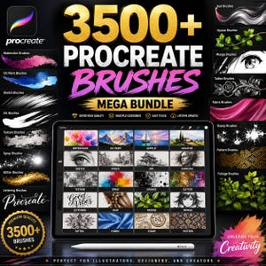 3500+ High Quality Procreate Brushes Bundle – Premium Digital Painting, Watercolor, Sketch, Ink, Texture, Anime & Calligraphy Brushes