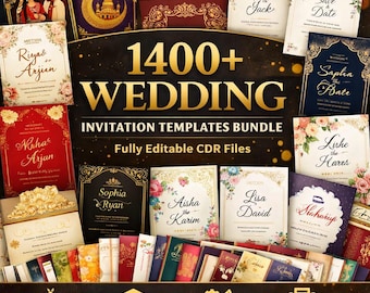 Más de 1400 plantillas de invitaciones de boda editables / Diseños modernos, clásicos y florales / Invitaciones de boda digitales imprimibles / Canva PSD