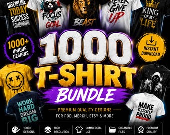 Plus de 1 000 modèles de t-shirts premium | vintage, streetwear, typographie, an 2000, t-shirt rétro et graphique Collection PNG SVG pour impression à la demande