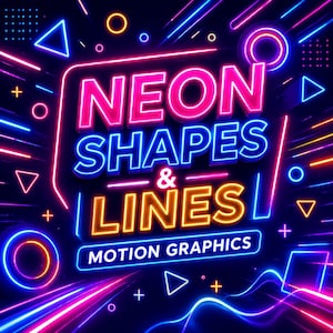 Plantilla de gráficos en movimiento de formas y líneas de neón Elementos de neón animados, formas abstractas, destellos de luz Paquete de diseño de movimiento dinámico para video