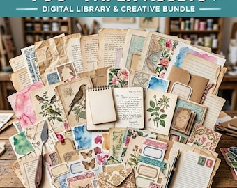 Megapaquete de más de 700 recursos de papel digital/paquete de papel para scrapbooking, texturas de papel vintage, fondos imprimibles para diarios, bricolaje, Canva