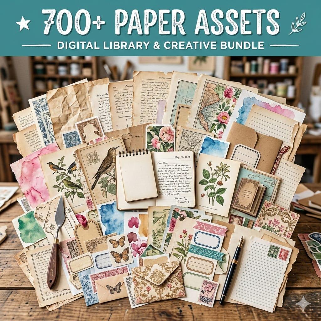 Paper Assets 700+ Digital Paper Assets Mega Bundle Scrapbook Paper Pack, Vintage ...