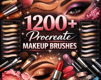 Más de 1200 pinceles de maquillaje Ultimate Procreate: paquete de belleza y glamour realistas, pestañas, rostro y más, descarga instantánea