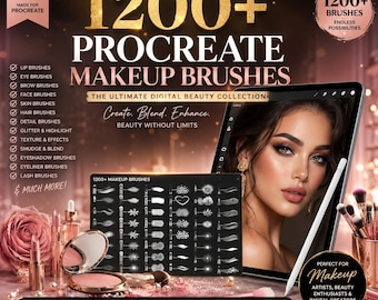 1200+ Ultimate Procreate Makeup Brushes  Realistic Beauty & Glam Mega Pack eyelashes face and more instant download brushes
