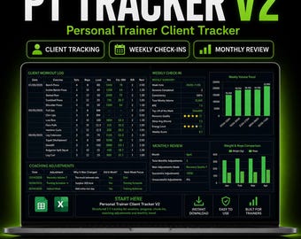 Personal Trainer Client Tracker Spreadsheet, Client Management Template, Google Sheets Excel, Workout Log, Weekly Check In