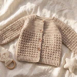 Virkmönster Babykofta - Boho Texturerad Tröja (PDF)