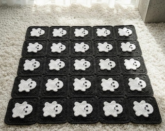 Ghost Granny Square Crochet Blanket Pattern (PDF, English)