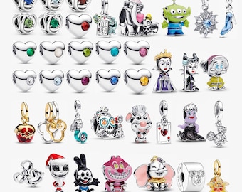 925 Sterling Silver Heart Beads, Cartoon Pendant, DIY Jewelry Gift, Suitable for Pandora European Bracelet Charms, A Gift for Her